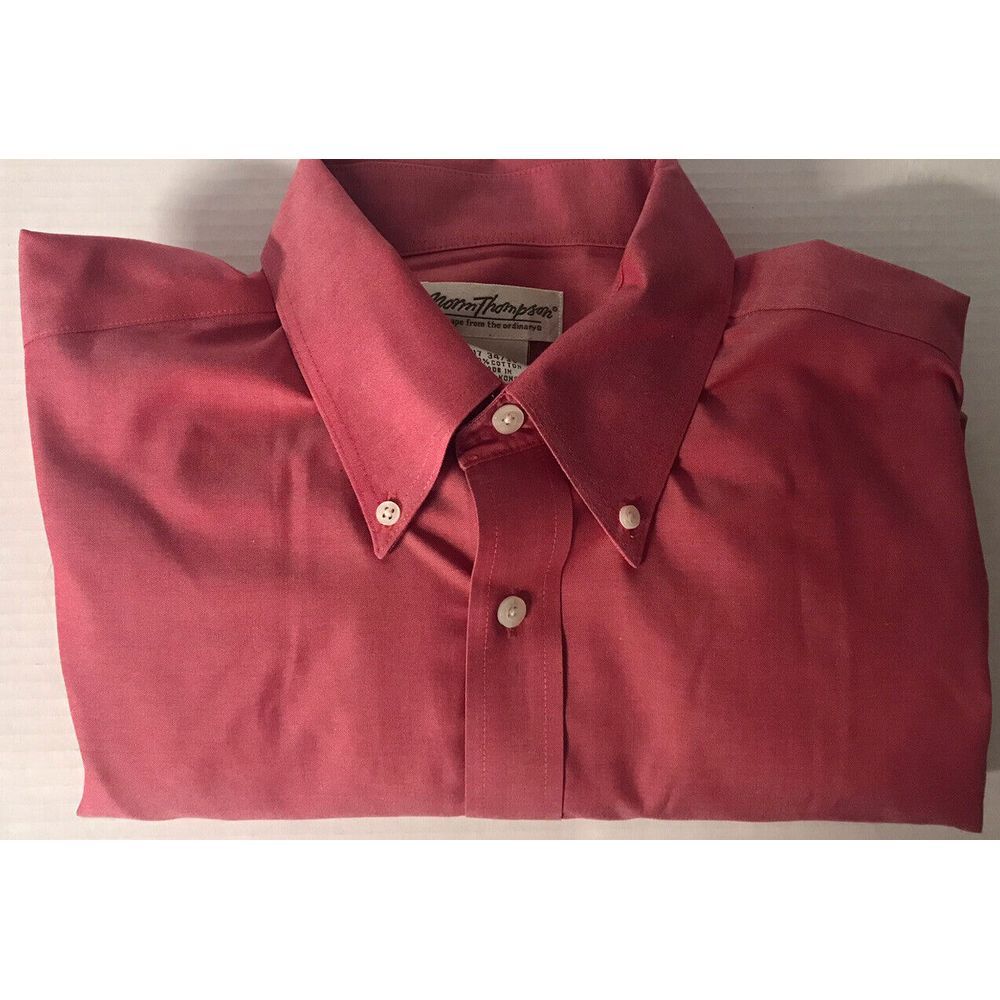 Norm Thompson LS Button Up‎ 17 34/35 Light Red
